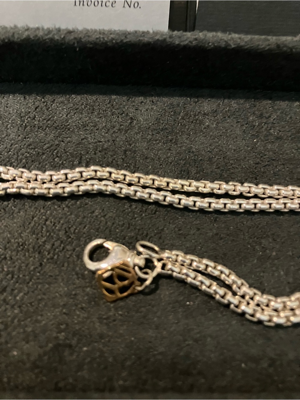 24” 1.7mm David Yurman Silver Rope Chain Necklace with Gold Accent Charm dingbat - Picture 6 of 8